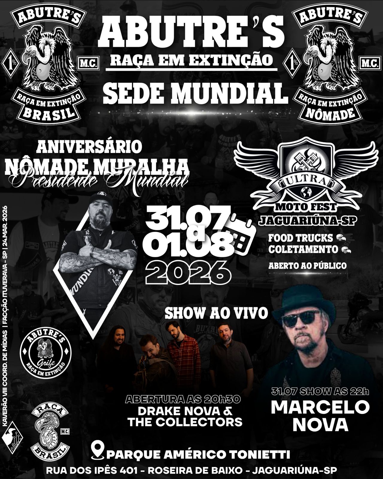Aniversário do Nômade Muralha, presidente mundial do Abutre’s MC